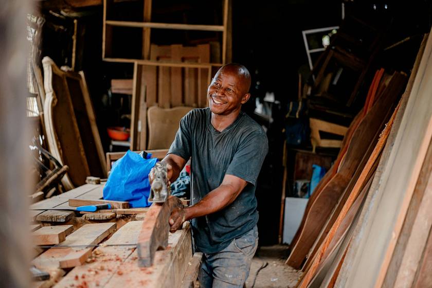 Carpenter in his workshop