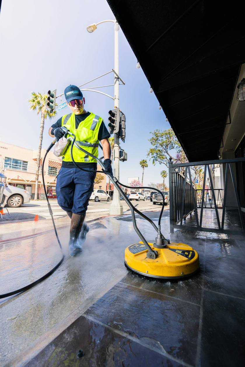 Pressure washer on the job