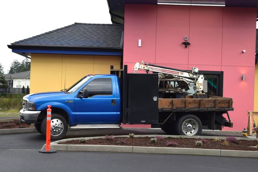 Utility truck on a job